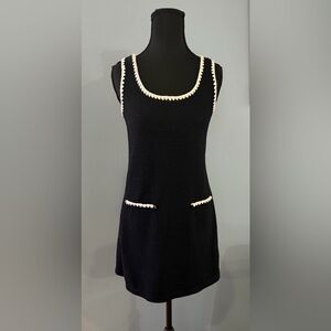 SHEIN Black Knit Sleeveless Dress with Cream Trim